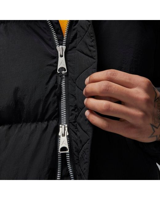 Nike Black Logo Zipper Mid-Length Down Jacket Asia Sizing for men