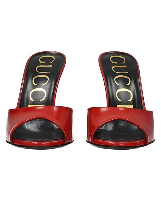 Gucci Red Slip On Stiletto Heeled Slides