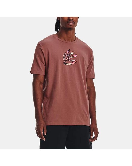 Under Armour Pink Curry Comic Fill Short Sleeve T-Shirt Fusion' for men