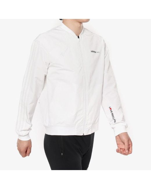 Adidas White Casual Sports Baseball Jacket for men