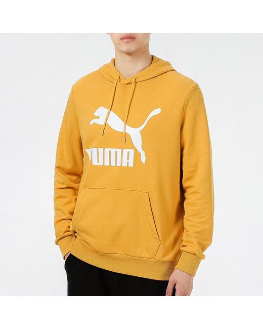 PUMA Yellow Classics Logo Printing Pullover Sports for men
