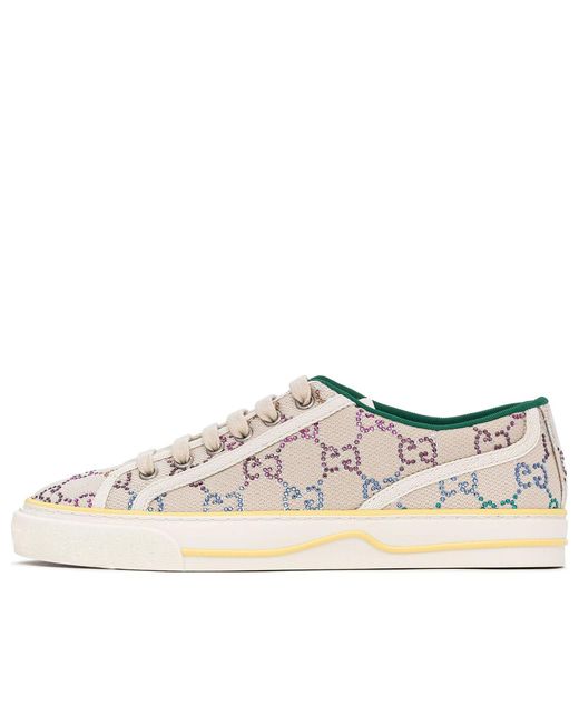 Gucci White Tennis 1977 Low-top Sneaker With Crystals