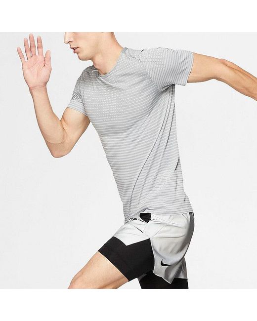 Nike Gray Techknit Ultra Casual Sports Round Neck Short Sleeve Light for men