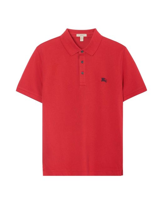 Burberry Red Logo Short Sleeve Polo Shirt for men