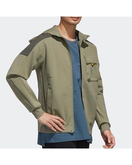 Adidas Green Th Htt Peach Hooded Casual Jacket for men