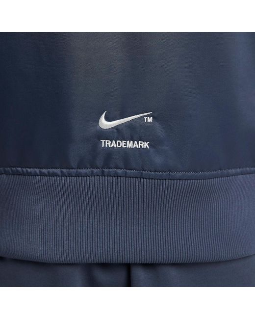 Nike Blue Sportswear Swoosh Therma-Fit Contrasting Colors Large Logo Reversible Loose Aviator Padded Jacket for men