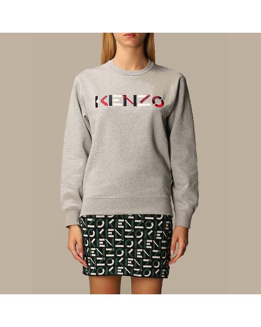 KENZO Gray (Wmns) Embroidery Logo Round-Neck Swea