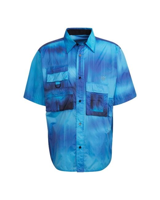 Adidas Blue Gradient Pocket Sports Short Sleeve Shirt for men