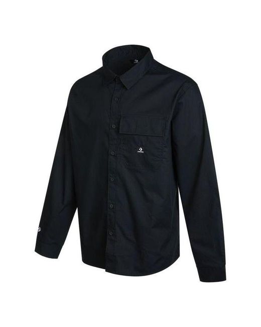 Converse Blue Woven Long Sleeve Button Down Shirt for men