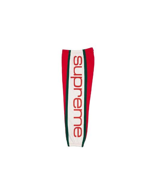 Supreme Red Big Logo Paneled Sweatpants for men