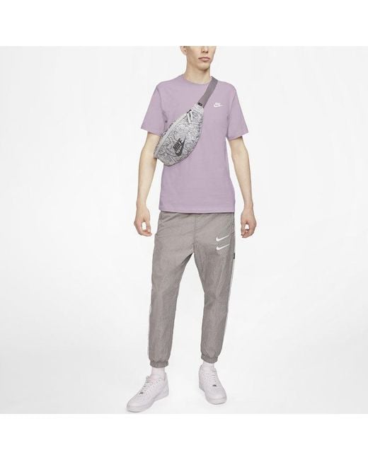 Nike Purple Sportswear Club Embroidered Small Round Neck Short Sleeve for men