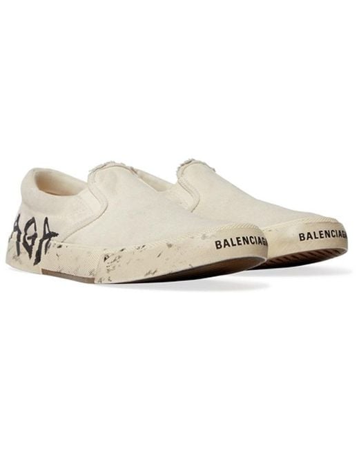 Balenciaga White (Wmns) Paris Low Top Slip On Shoes 'Washed Cotton'