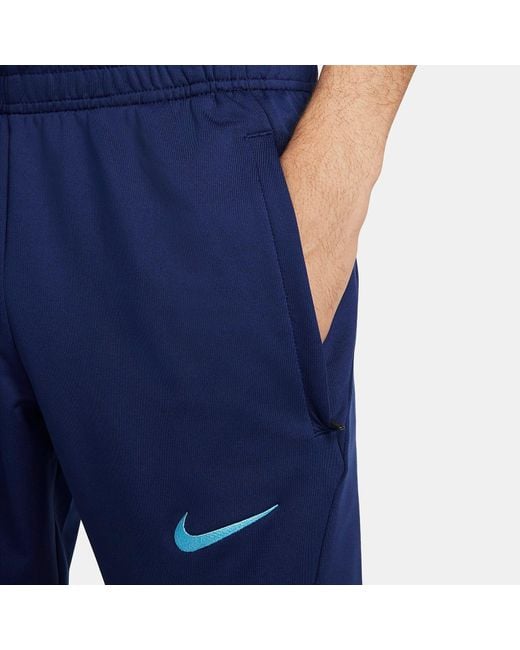 Nike Blue Logo England Strike Dri-Fit Knit Soccer Pants for men