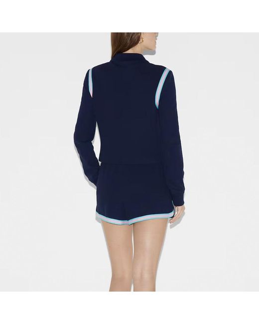 Gucci Blue (Wmns) Cotton Piquet Zip Cardigan With Patch 'Dark'