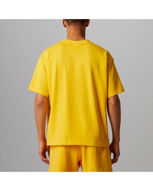 Adidas Originals X Pharrell Williams Crossover Casual Breathable Sports Solid Color Short Sleeve Yellow T-shirt for men