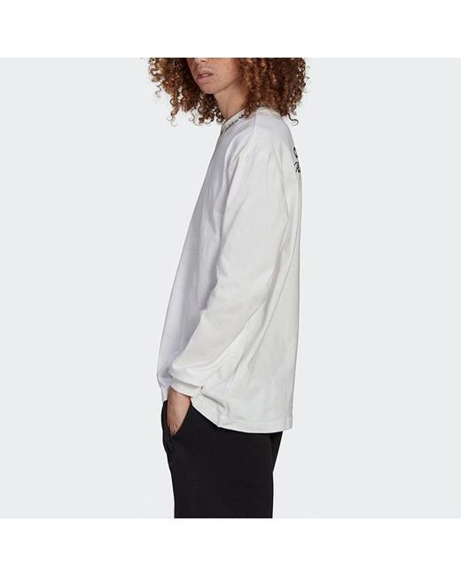 Adidas White Originals Solid Color Collar Long Sleeves for men
