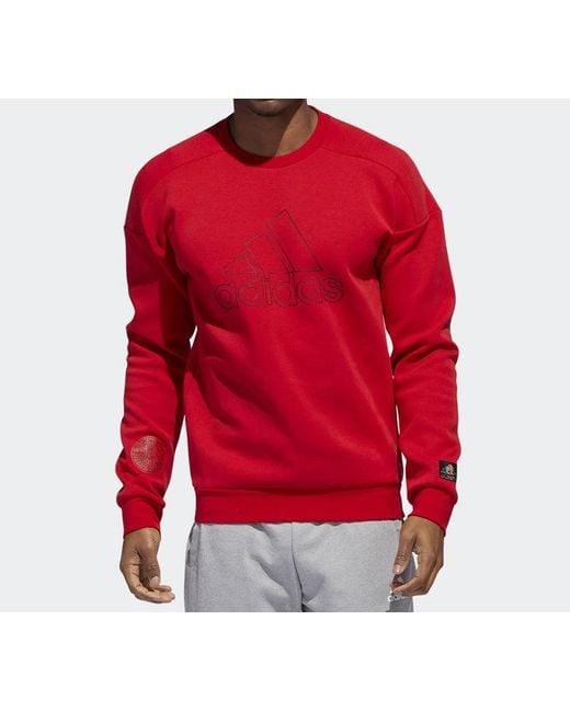 Adidas Red Logo Printing Sports Pullover for men