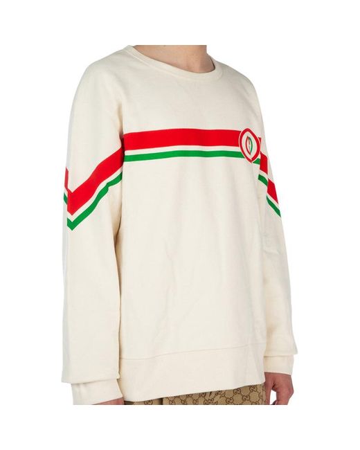 Gucci White Striped Printed Pullover Long Sleeve for men