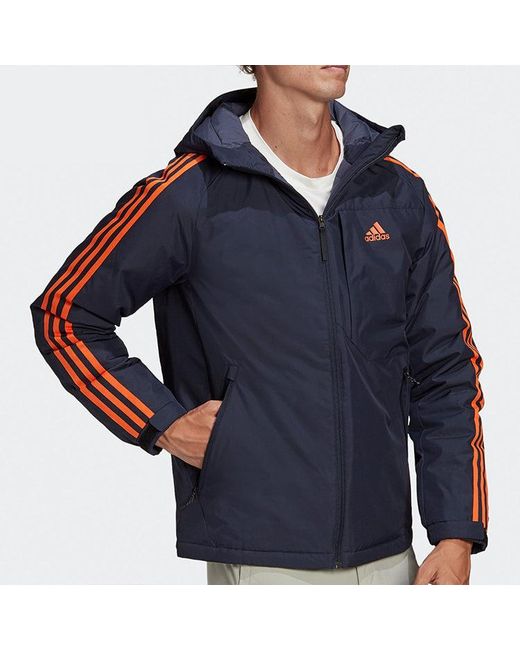 Adidas Blue 3St Down Jkt Outdoor Sport Hood Warm Down Jacket Legendary Ink for men