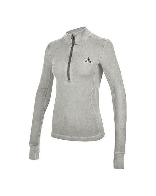 Nike Gray (Wmns) Acg Steeple Rock Half Zipper Slim Fit Long Sleeves T-Shirt
