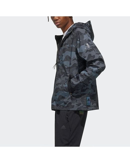 Adidas Blue Camouflage Printing Sports Jacket for men