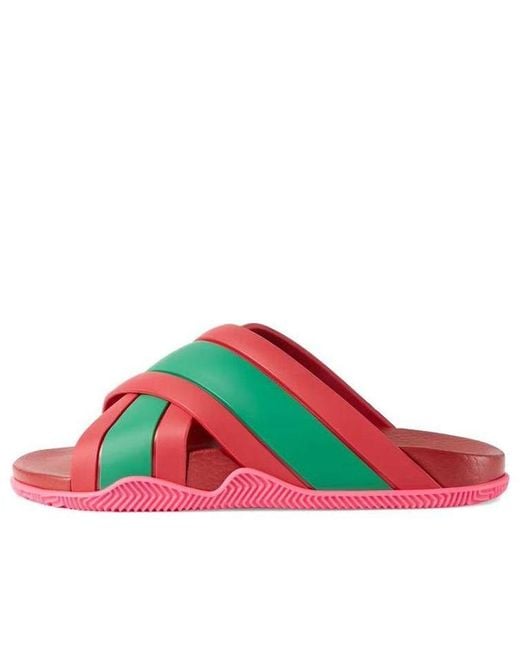 Gucci Red Web Crossover Rubber Sandal
