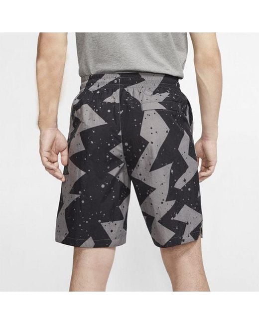 Nike Gray Drawstring Splash Ink Loose Sports Shorts for men