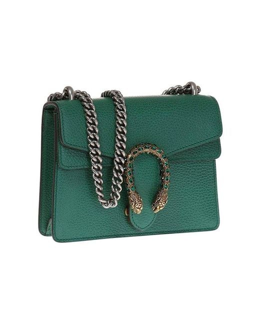 Gucci Green (Wmns) Dionysus Tiger Head Leather Chain Shoulder Messenger Bag Mini Classic