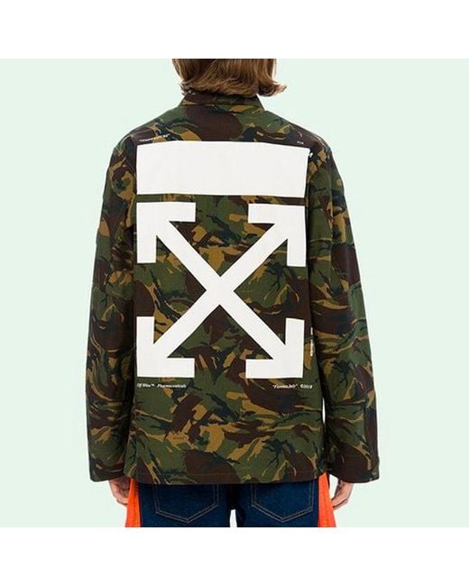Off-White c/o Virgil Abloh Green Back Arrows Sketch Medal Ribbon Camouflage Jacket for men