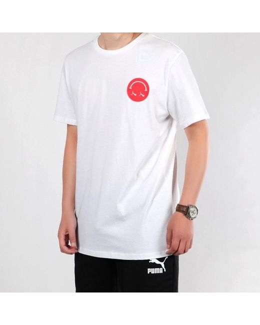PUMA White Sports Gym Round Neck Short Sleeve for men