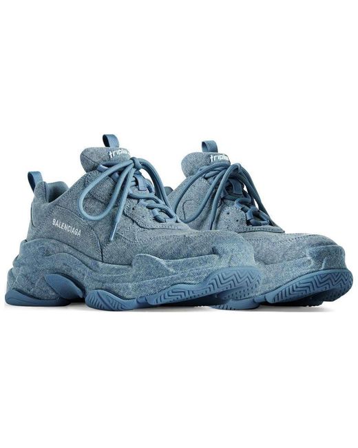 Balenciaga Blue Triple S Sneakers Denim' for men
