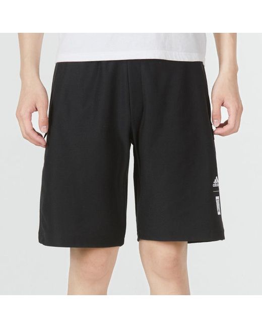 Adidas Black Wj Cl Kn Sh Solid Color Breathable Athleisure Casual Sports Knit Shorts for men