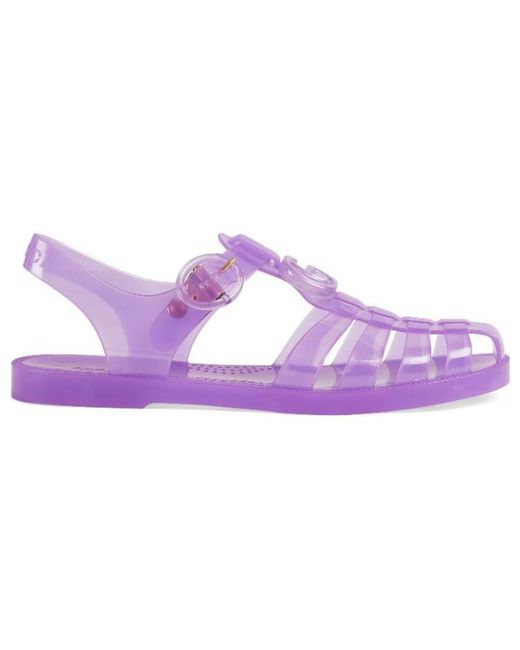 Gucci Purple Embossed Flat Sandals