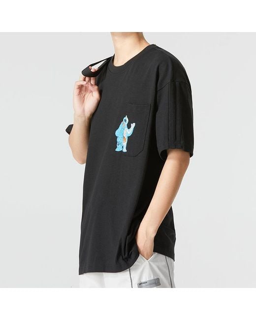 Adidas Black U Jf Ss Tee 2 Cartoon Pattern Athleisure Casual Sports Round Neck Short Sleeve T-Shirt for men