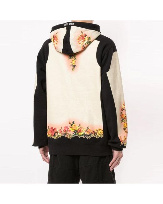 Supreme Black X Jean Paul Gaultier Floral Print Hooded Sweatshirt for men