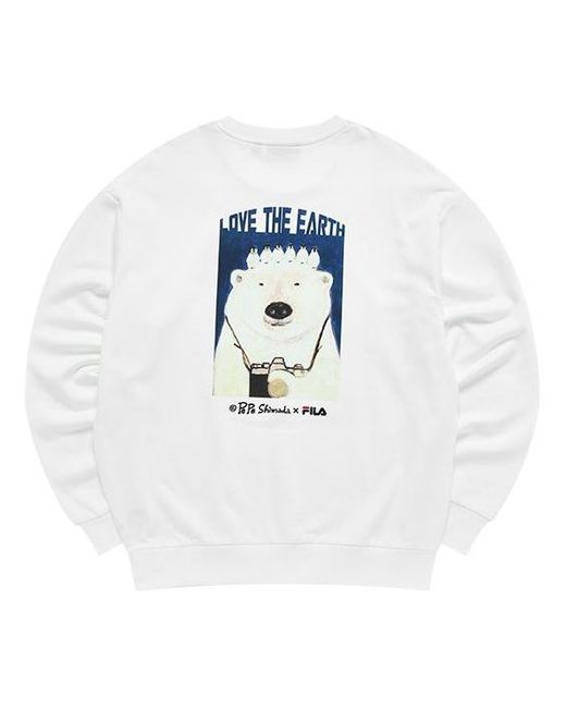 Fila Blue X Pepe Shimada Crossover Cartoon Printing Sports Round Neck Pullover for men