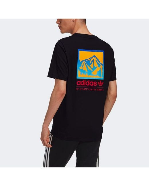 Adidas Black Originals Pattern Printing Casual Sports Short Sleeve for men