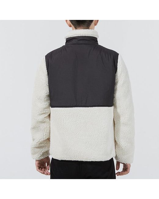 PUMA Blue Sherpa Contrasting Colors Sports Lamb's Wool Stand Collar Logo Jacket for men
