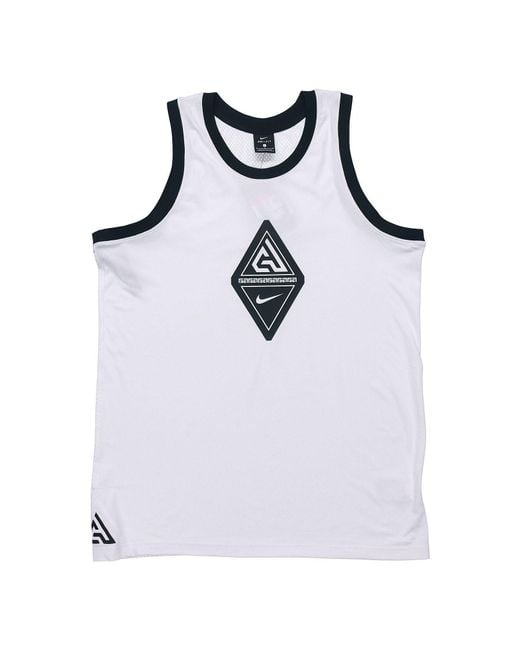 Nike White Giannis Alphabet Basketball Sleeveless Vest for men