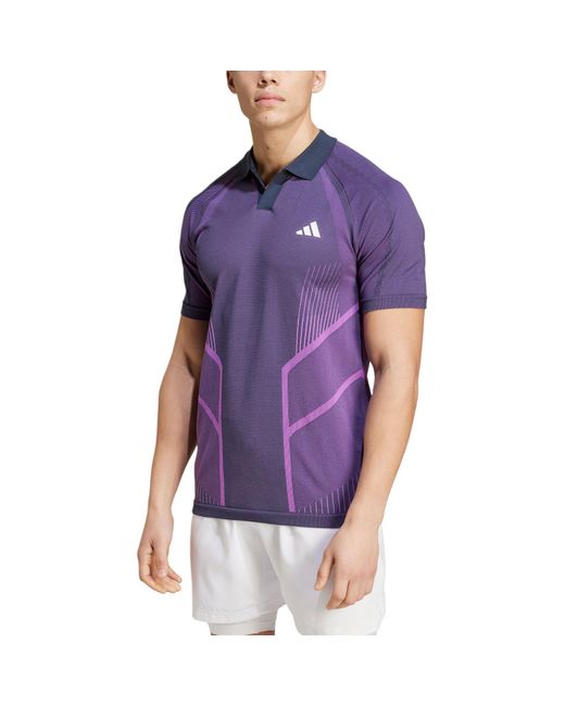 Adidas Purple Tennis Pro Seamless Aeroready Freelift Polo Shirt Asia Sizing for men