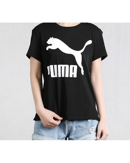 PUMA Black (Wmns) Classics Logo Tee Running Short Sleeve Tee