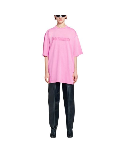 Balenciaga Pink Caps T-Shirt Boxy Fit