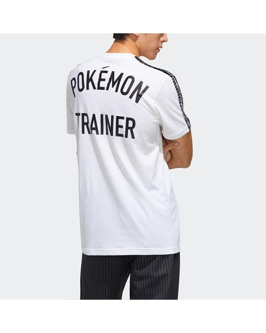 Adidas White Neo X Pokemon Crossover Alphabet Printing Sports Round Neck Short Sleeve for men