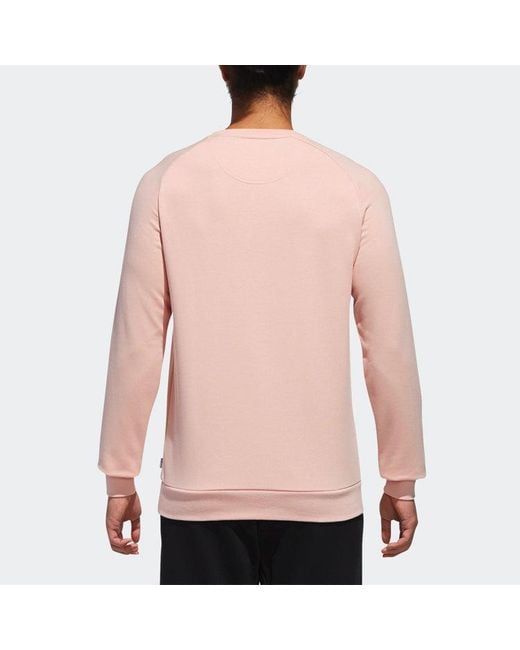 Adidas Pink Neo Logo Printing Round Neck Pullover Long Sleeves for men
