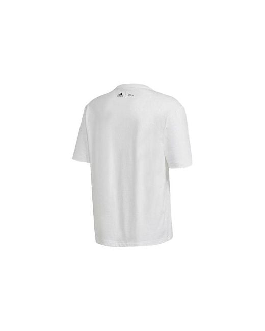 Adidas White X Disney Alphabet Pattern Printing Sport Round Neckshort Sleeve for men