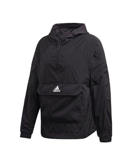 Adidas Blue Logo Casual Sports Hooded Jacket for men