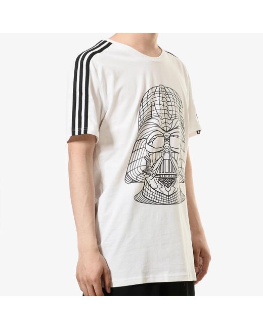 Adidas White Neo M Sw Tee 5 Reflective Printing Round Neck Short Sleeve for men
