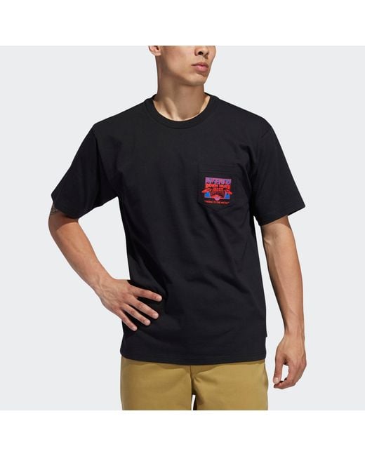 Adidas Black Originals Casual Sports Pocket Round Neck Short Sleeve for men