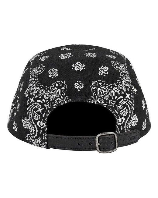 Supreme Black Bandana Camp Cap for men