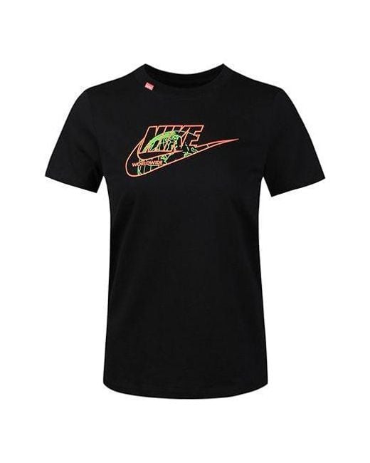 Nike Black (Wmns) Sportswear Round Neck Casual Short Sleeve